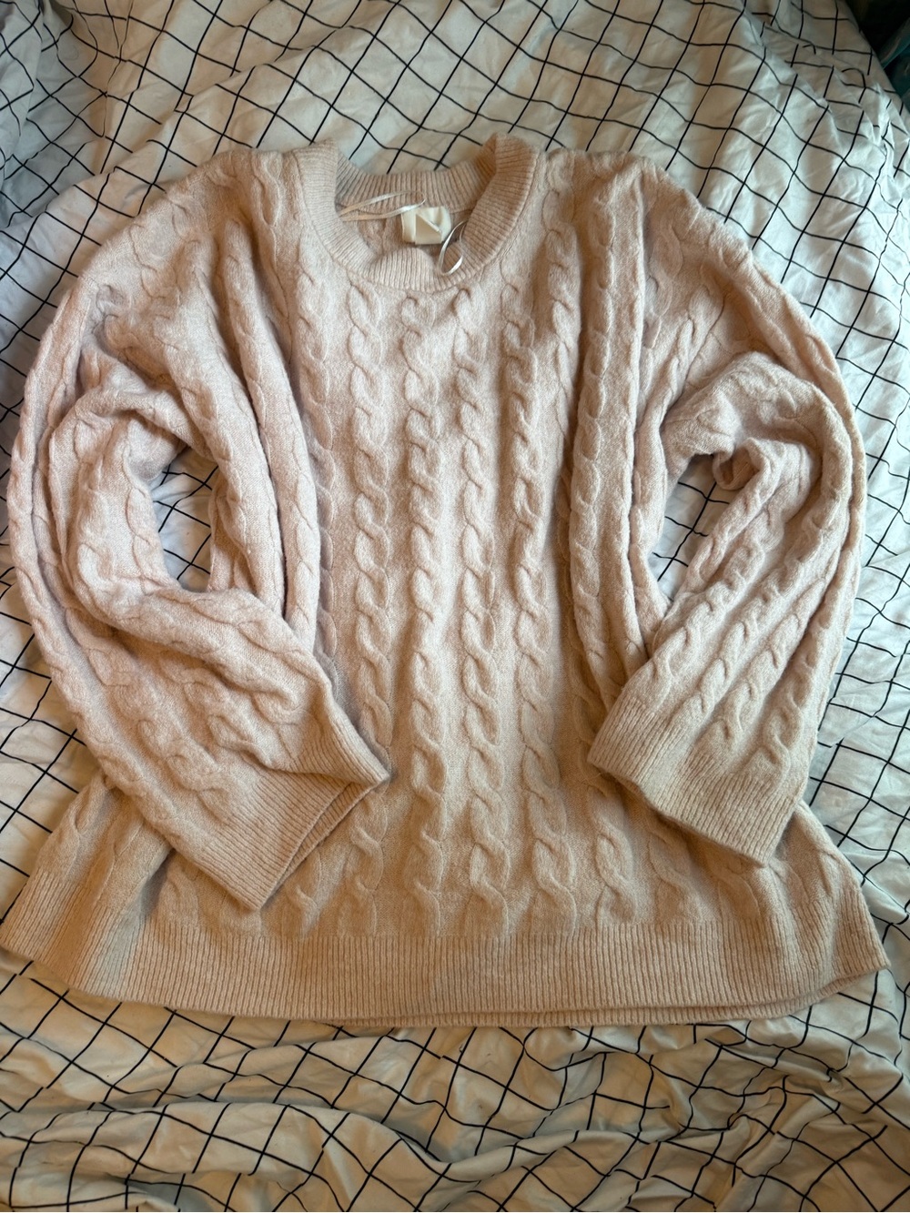 H&M Cable Knit Crew Neck Sweater - Light Cream